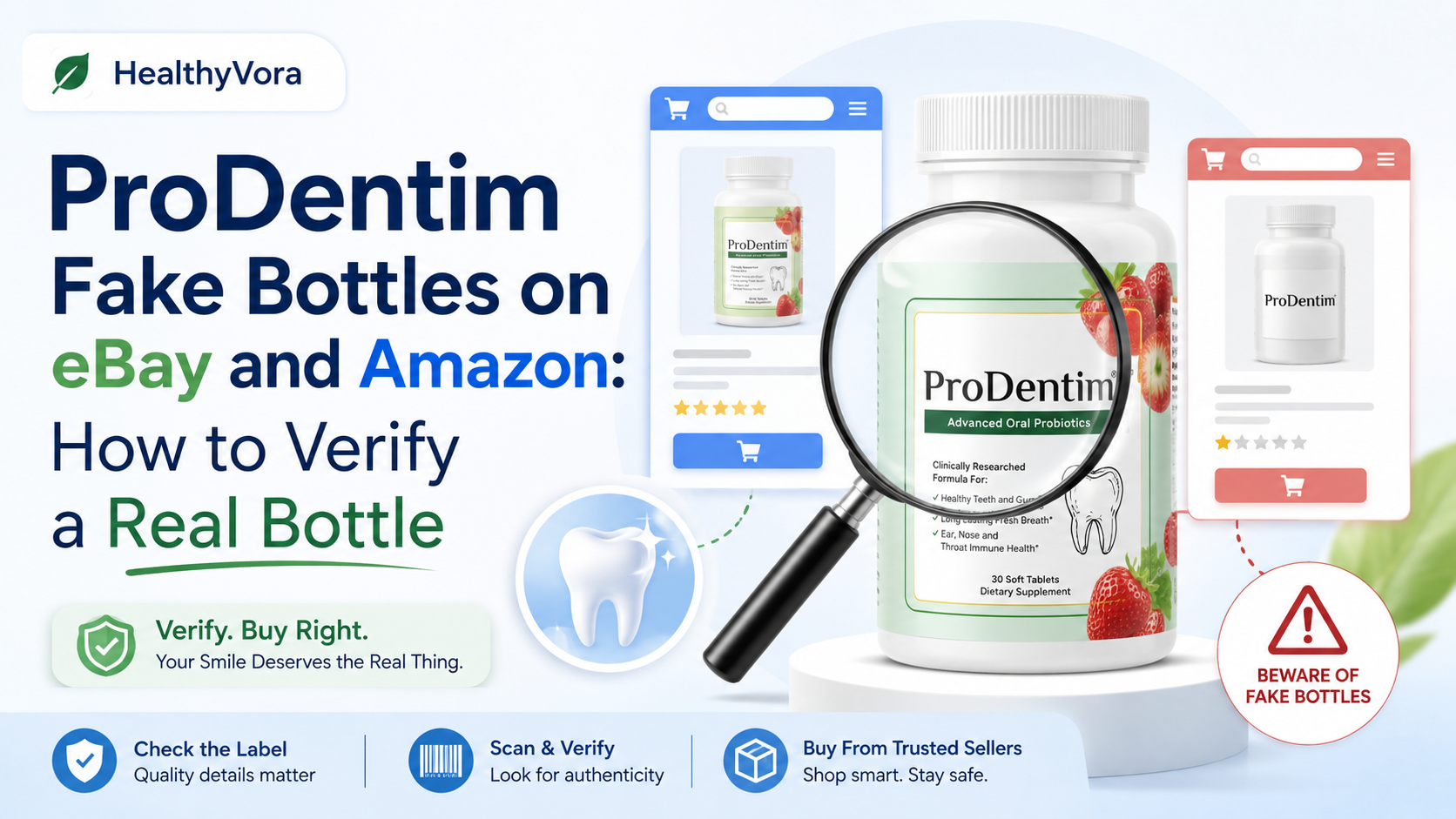 ProDentim Fake Bottles on eBay and Amazon