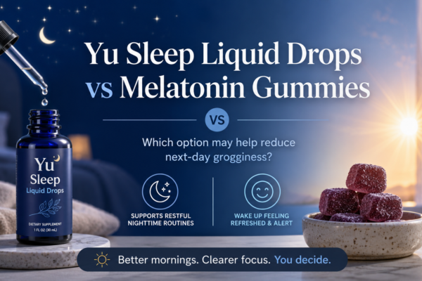 yu sleep liquid drops vs melatonin gummies no next day hangover